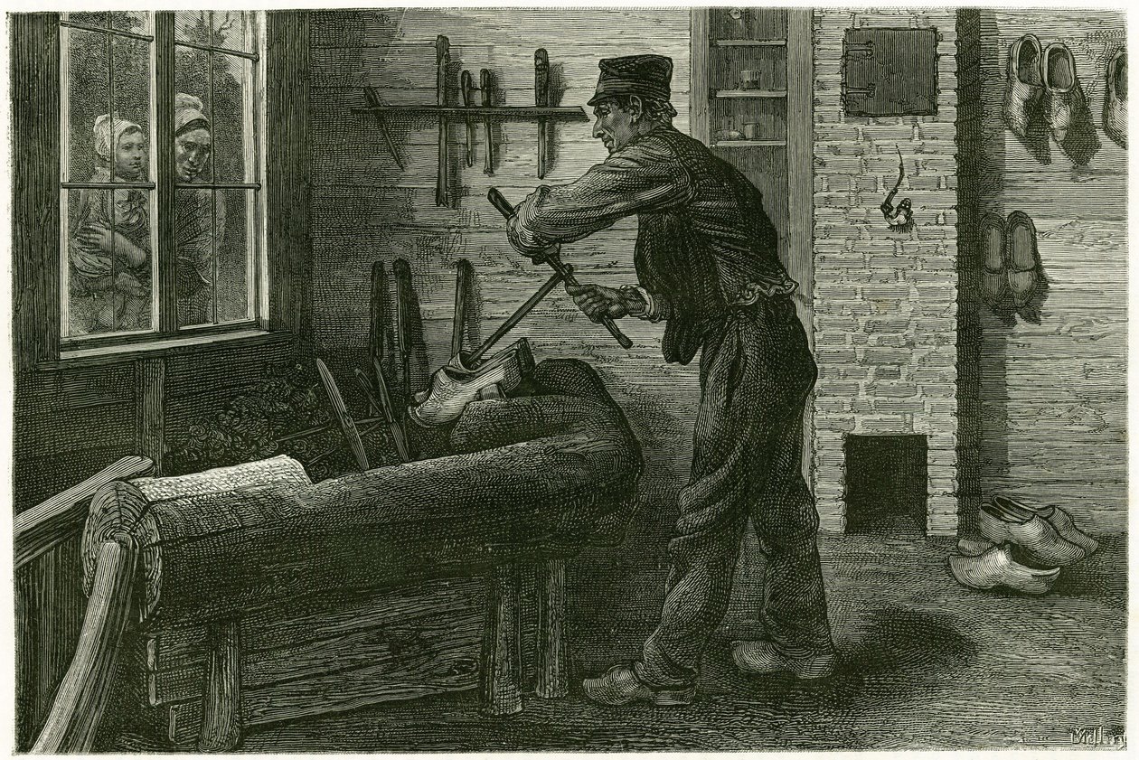 A terneuzeni szabotőr megalapította, megnagyobbítja és tömbök segítségével kiásja a fát. X.Mellery metszete a természet után a „Belgium” történet illusztrálására, 1888-ban, Camille Lemonnier (1844-1913), művészeti kritikus és író. Megjelent a To alkotó: Xavier Mellery