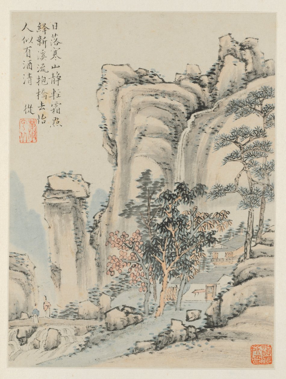 Album of Seasonal Landscapes, Leaf E előző levél 3, 1668. alkotó: Xiao Yuncong