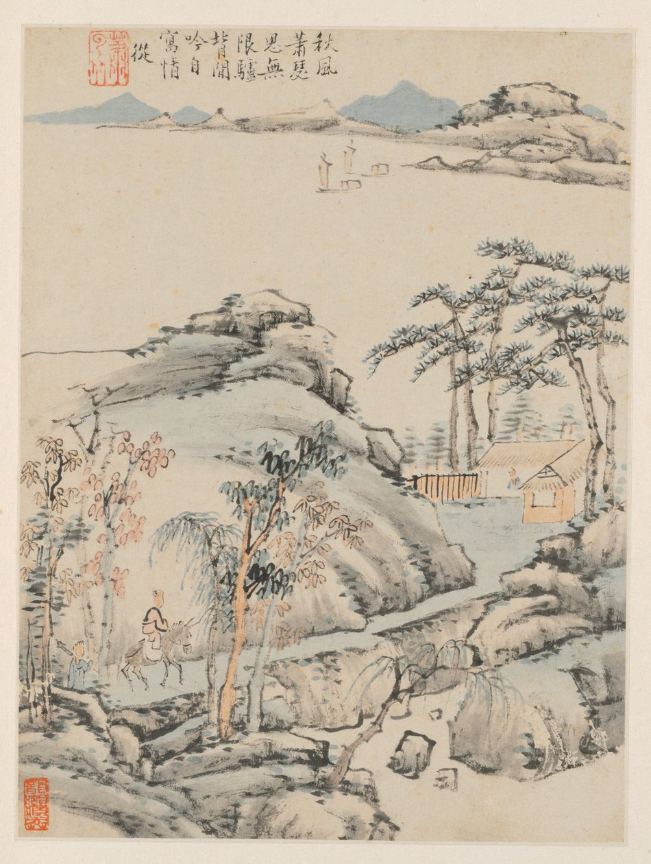 Album of Seasonal Landscapes, Leaf F előző levél 5, 1668. alkotó: Xiao Yuncong