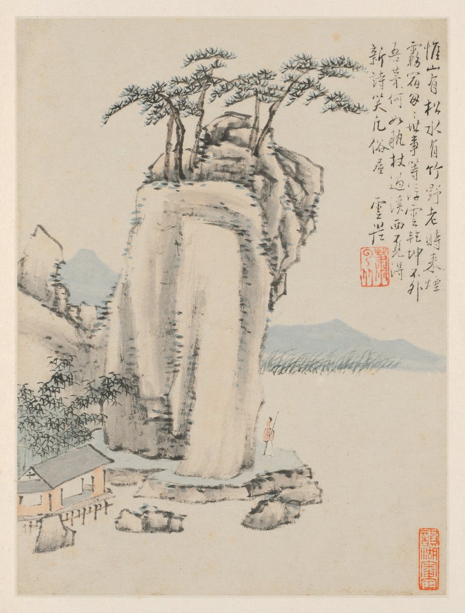 Album of Seasonal Landscapes, Leaf G előző levél 7, 1668. alkotó: Xiao Yuncong