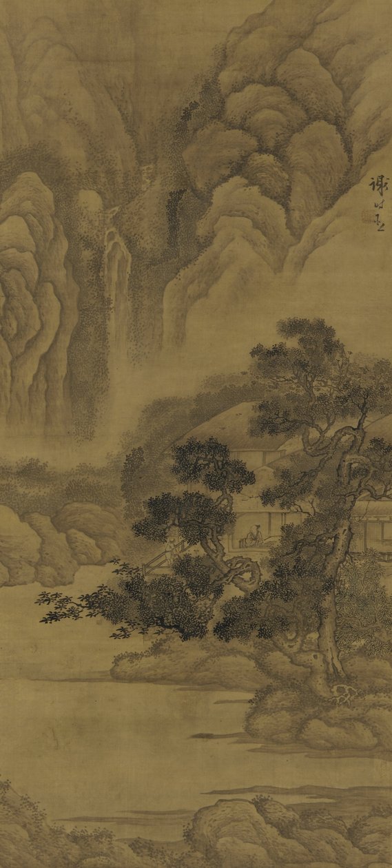 Reading in a Thatched Hut, Ming-dinasztia (inka nd szín, selyem) alkotó: Xie Shichen