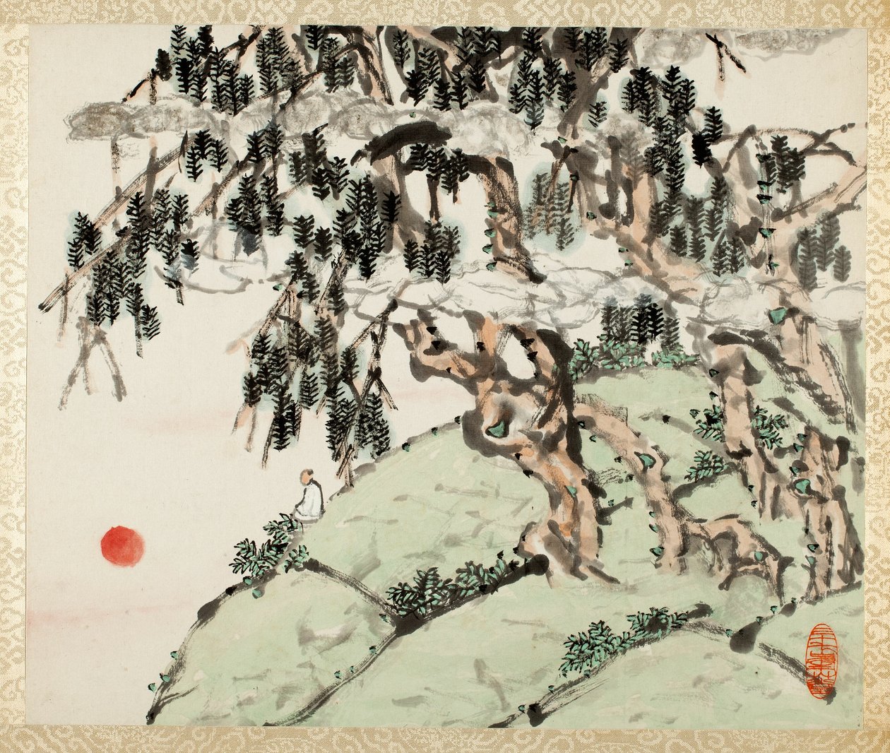 Táj és figura, Liu Songfu 山水册页 Tájképek és kalligráfia című albumából alkotó: Xugu