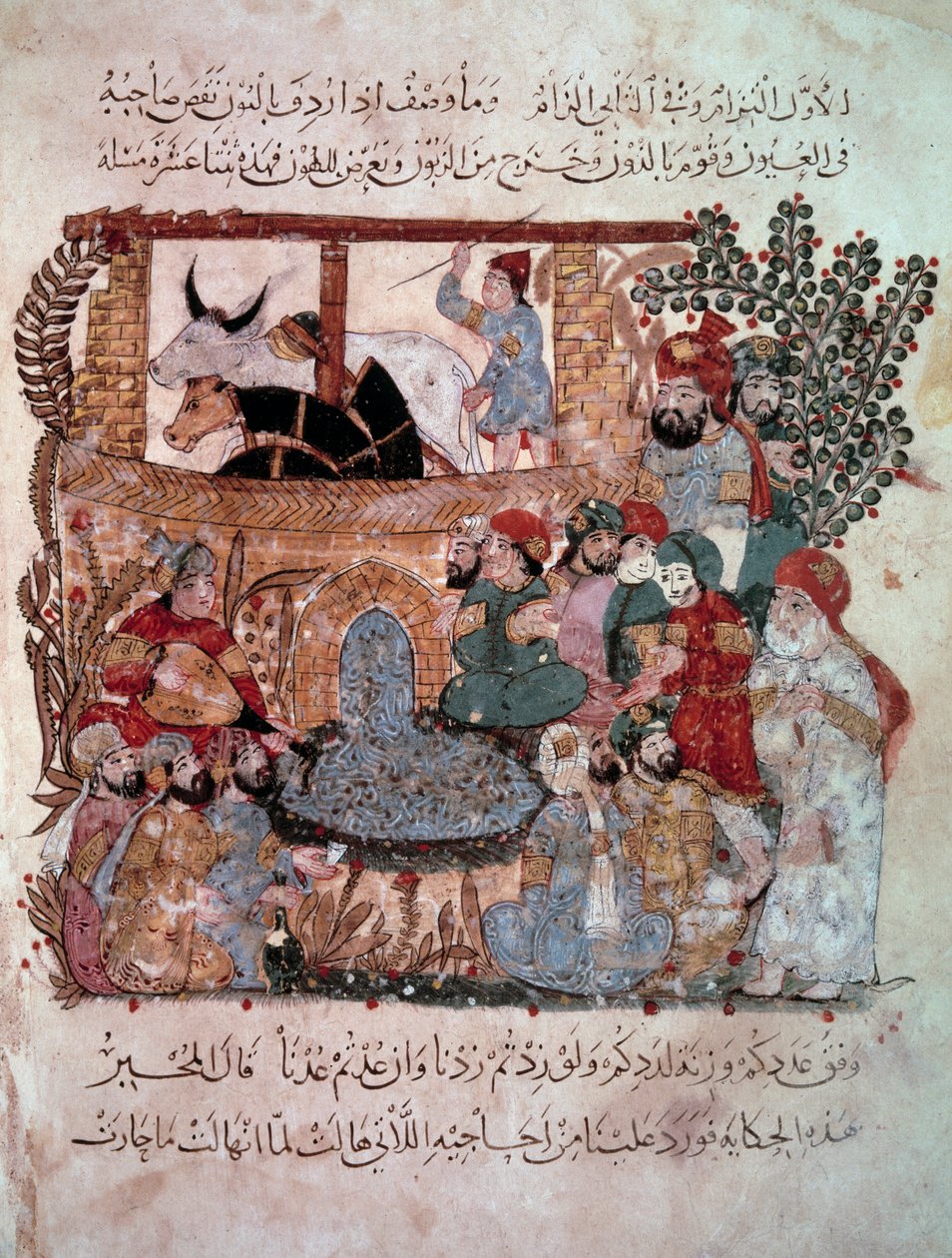 A vándor navigátor Abu-Zayd (Abu Zayd, Abu Zayd) Miniatűr hallgatói előtt Abu Mohammed al-Kasim ibn Ali Hariri (vagy Al-Hariri vagy Al Hariri) „Maqamat” (Szeánszok) című művéből (1054-1122) Yahya Mahmud al-Wasiti (al-Wasiti) világította meg 1237-ben, alkotó: Yahya ibn Mahmud Al Wasiti