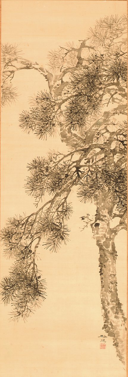 Fenyő, 1856 előtt (tinta selyemre) alkotó: Yamamoto Baiitsu