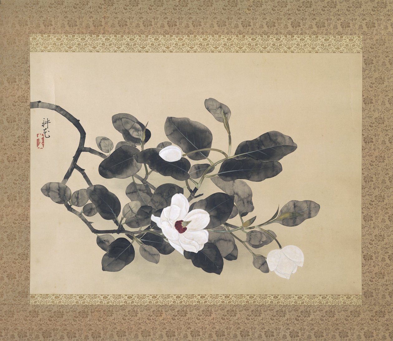 Magnóliaág, függő tekercs, 1933 alkotó: Yamamura Koka