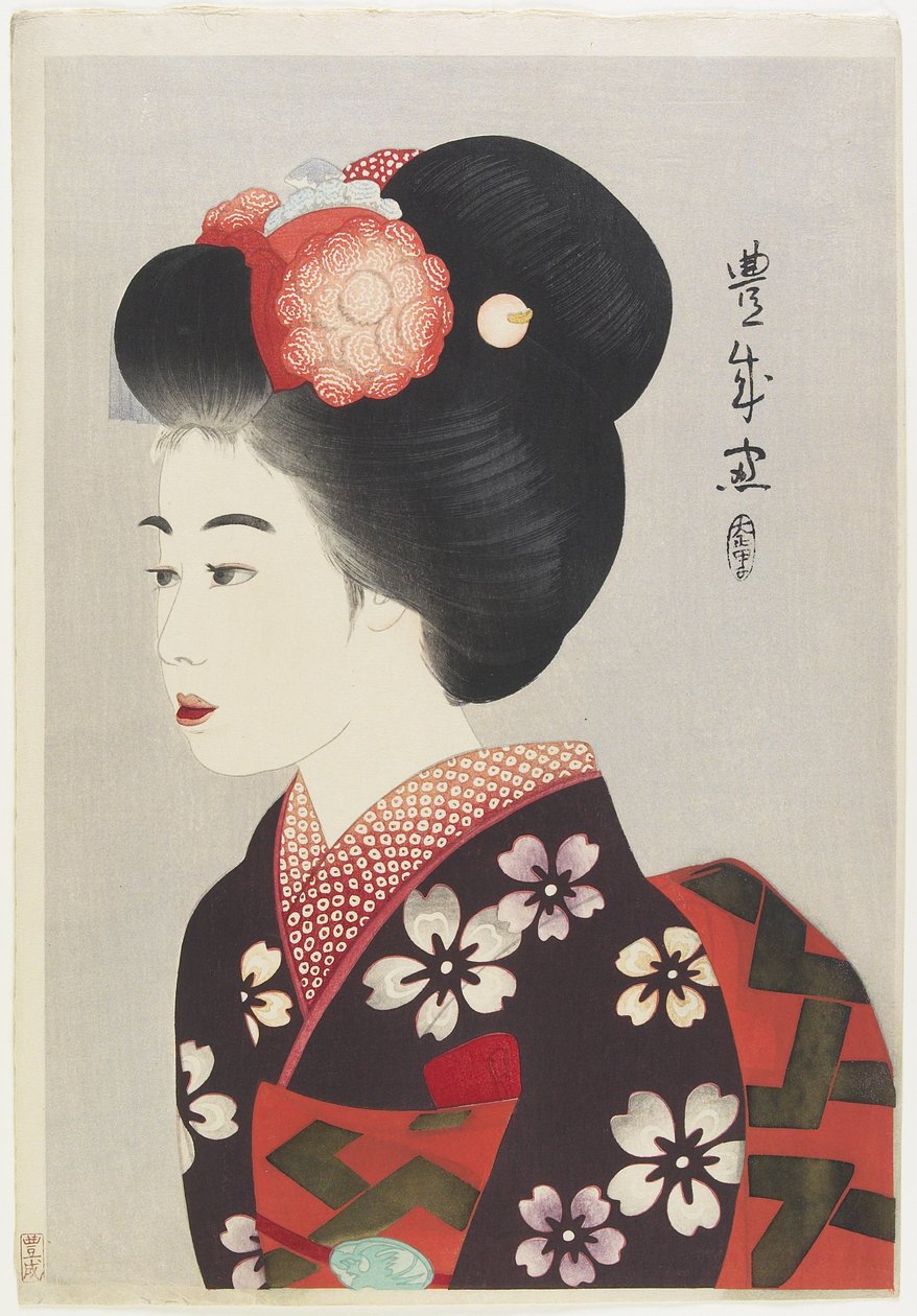 Maiko Girl, 1924 (színes fatömb nyomat) alkotó: Yamamura Koka
