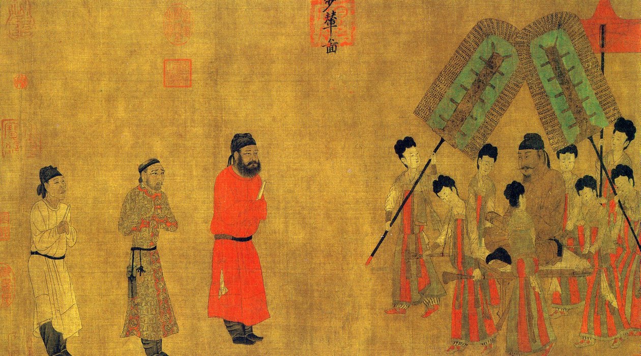 Taizong császár audienciát ad Ludongzannak, Tibet nagykövetének alkotó: Yan Liben