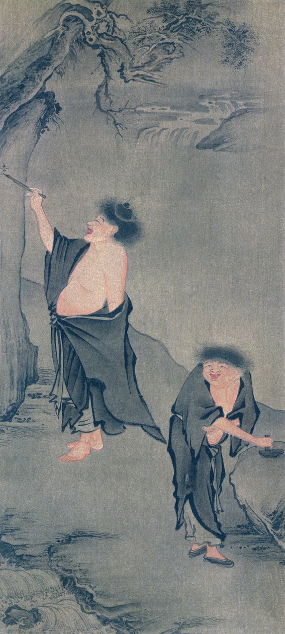 Két kínai remete, Han Shan egy sziklára ír, és Shih Te, aki a tintáját készíti elő, Yan Hui kakemonója után, és megjelent a „The Kokka” folyóiratban, Japánban, 1906. június 6-án alkotó: Yan Hui