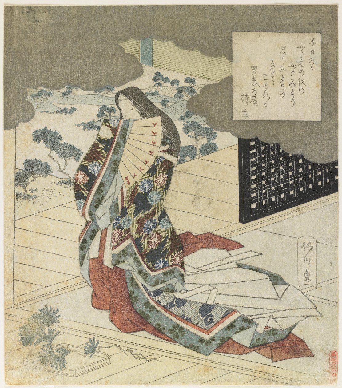 (Legyezgetőt tartó udvarhölgy), c. 1824 alkotó: Yanagawa Shigenobu