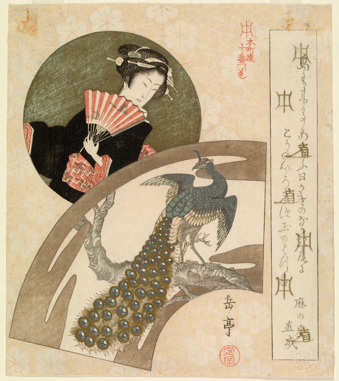 Gésa és páva (fascimile) (CBL J 2090) alkotó: Yashima Gakutei