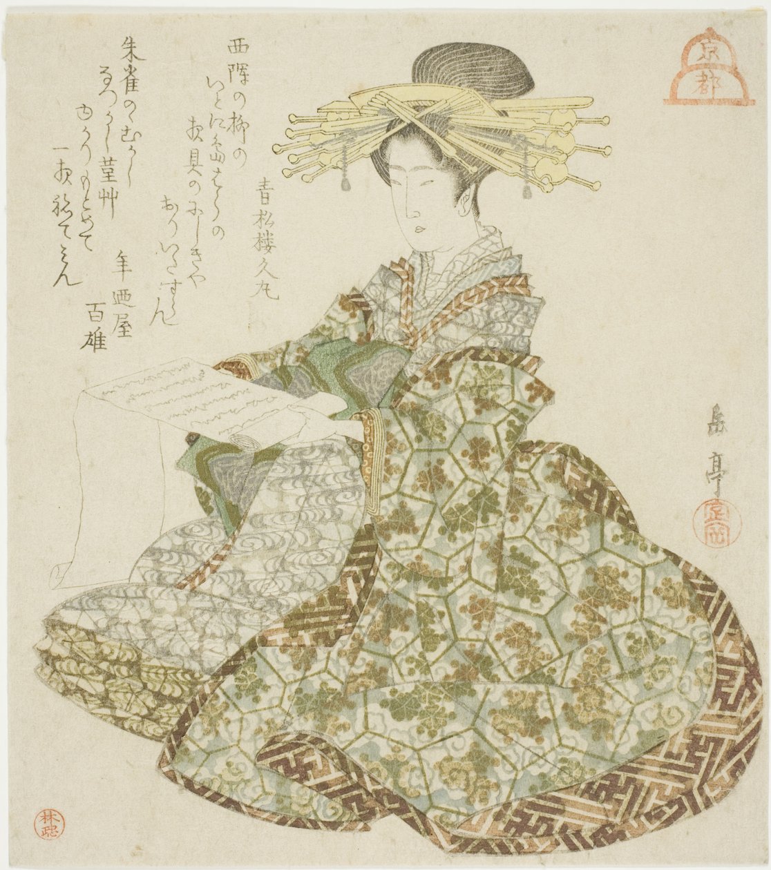 Kyoto: A Shimabara udvarhölgye, a három főváros cím nélküli sorozatából alkotó: Yashima Gakutei