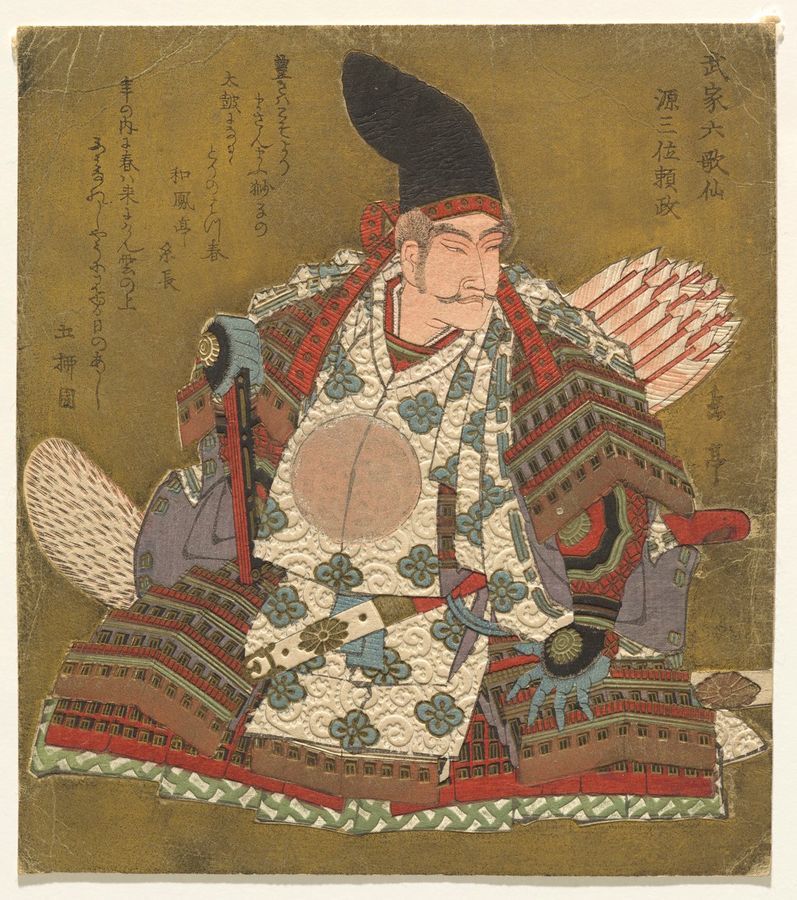 te rd oszlop k Minamoto no Yorimasa (Minamoto Sanmi Yorimasa), a Te sorozatból shi x Hitomo r others l szamuráj költő ts (Samurai Rokukasen) alkotó: Yashima Gakutei