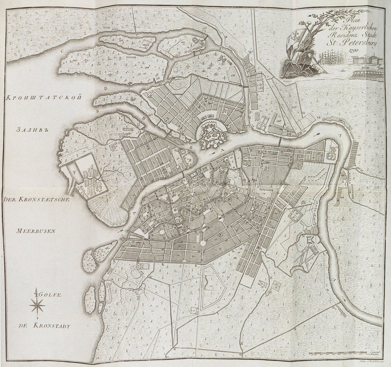 Szentpétervár térképe, 1790. alkotó: Yefim Maximovich Khudyakov