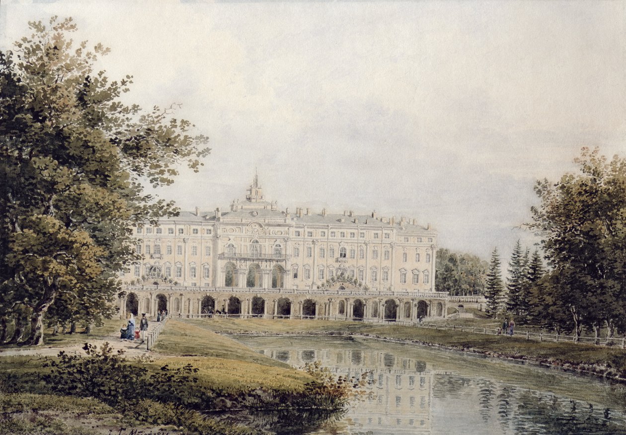 A Sztrelnai Nagy Palota látképe Szentpétervár mellett, 1841 alkotó: Yegor Yegorovich Meier