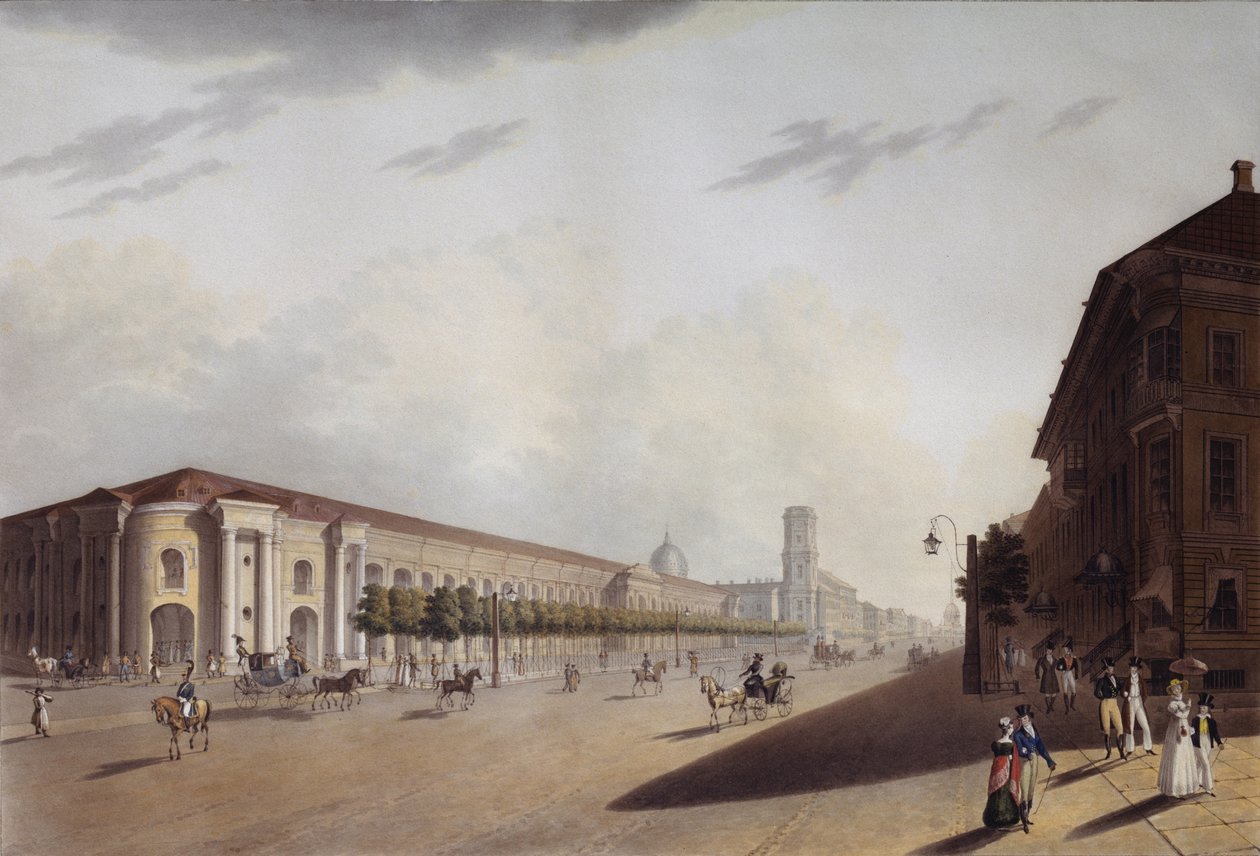 A Nagy Gostiny Dvor Kereskedőudvar Szentpéterváron, 1820-as évek alkotó: Yermolai Ivanovich Yesakov