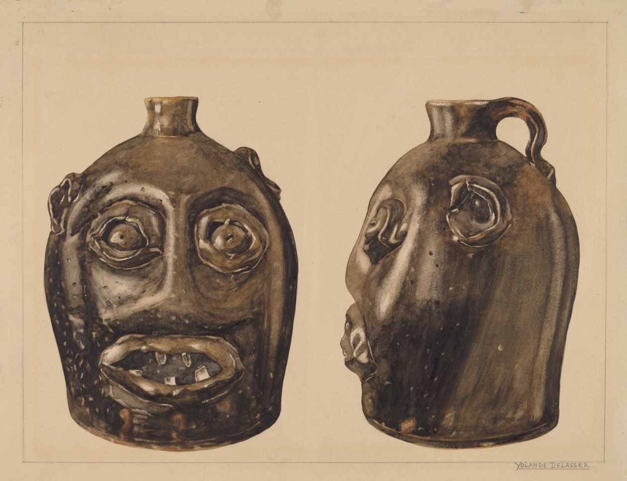 Groteszk kancsó, c. 1936. alkotó: Yolande Delasser