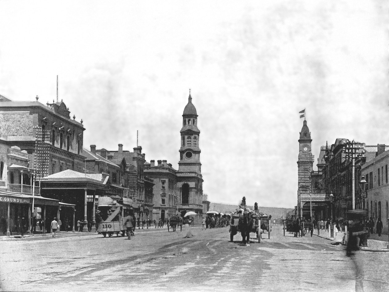 A King William Street délre néz, Adelaide, Ausztrália, 1895. alkotó: York and Son
