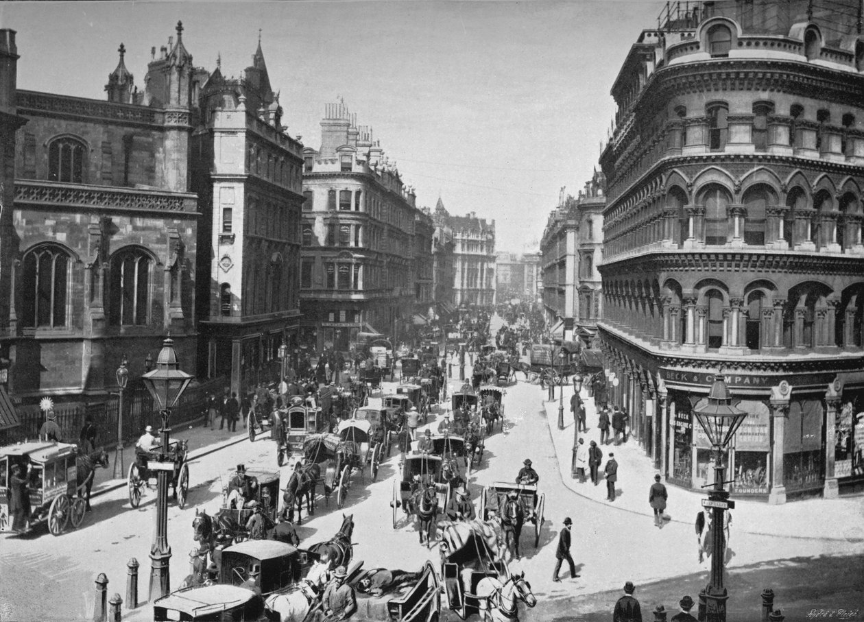 Queen Victoria Street, London City, 1910, 1911 alkotó: York and Son