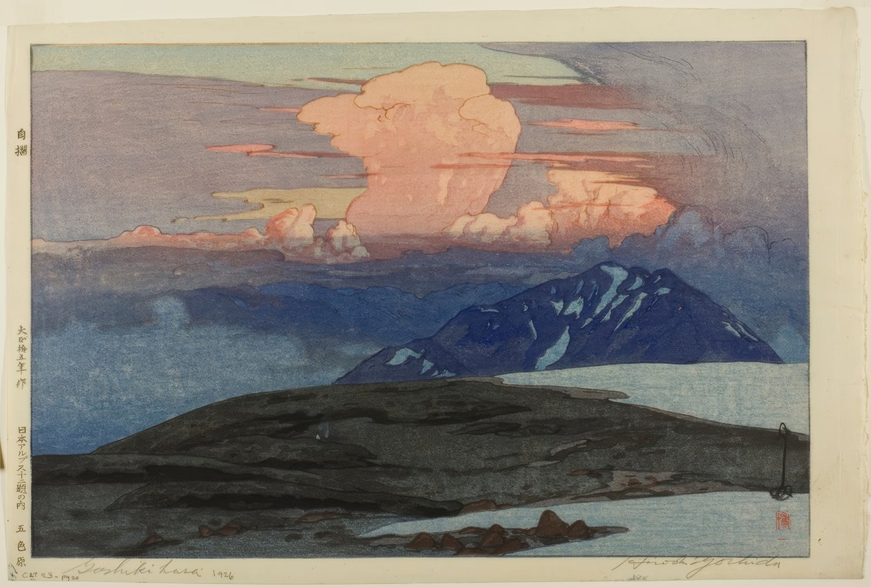 Goshiki-hegység (Goshikihara), a „Japán Alpok tizenkét jelenete (Nihon arupusu junidai no uchi)” sorozatból alkotó: Yoshida Hiroshi