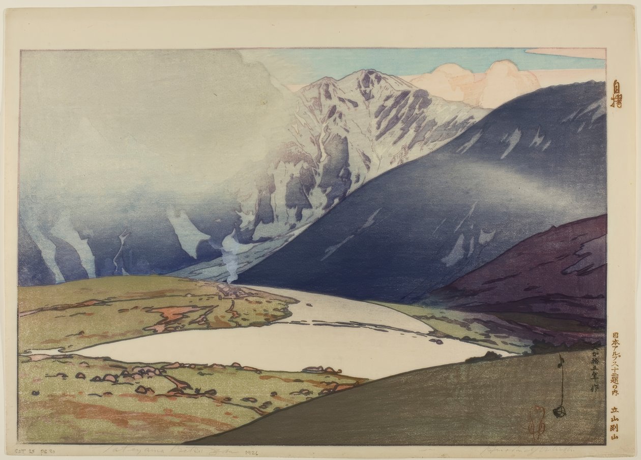 Tateyama Betsuzan, a "Japán Alpok tizenkét jelenete" sorozatból. alkotó: Yoshida Hiroshi