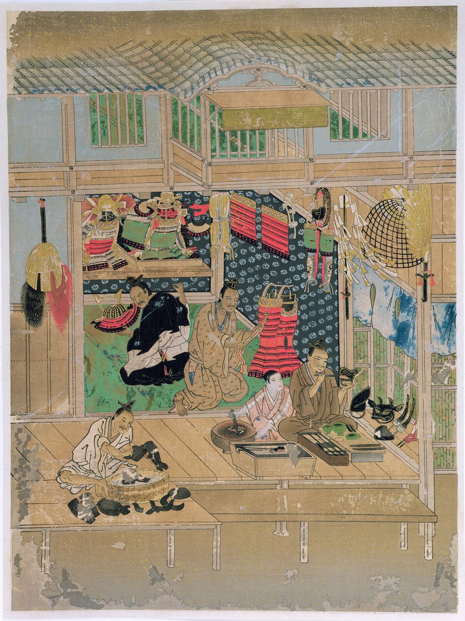 The Armourers, illusztráció a „The Kokka” folyóiratból, 1914. július 9színes litho) alkotó: Yoshinobu Kano