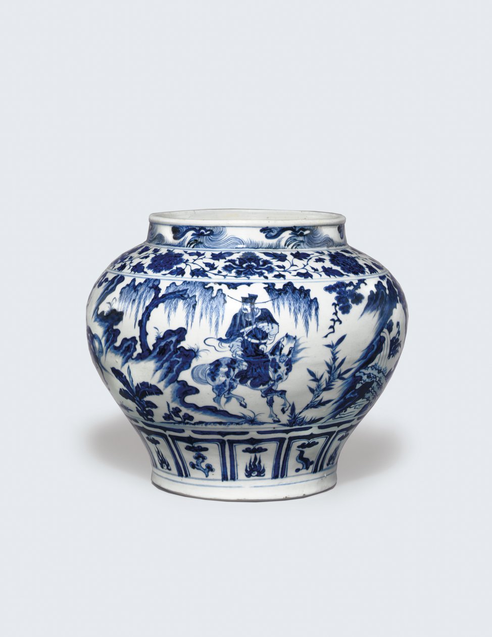 Egy kivételesen ritka és fontos kék-fehér tégely, a Guan alkotó: Yuan Dynasty Chinese School