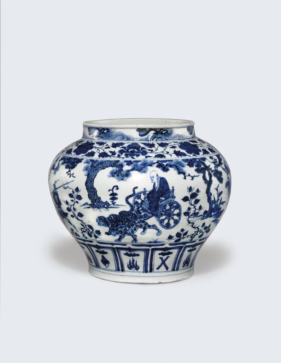 Egy kivételesen ritka és fontos kék-fehér tégely, a Guan alkotó: Yuan Dynasty Chinese School
