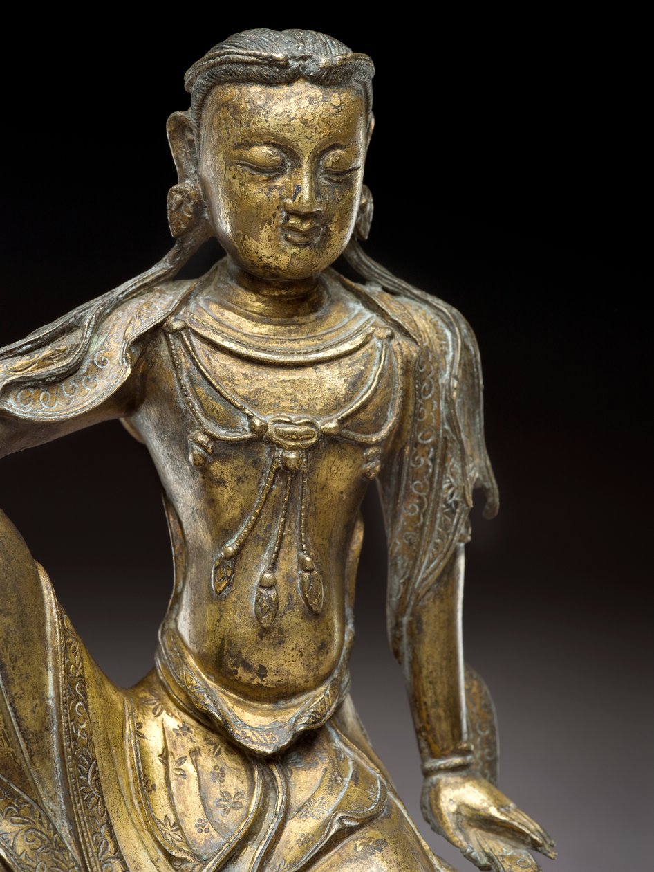 Bodhisattva Avalokitesvara, Yuan dinasztia (aranyozott bronz) (119005 részlet) alkotó: Yuan Dynasty Chinese School