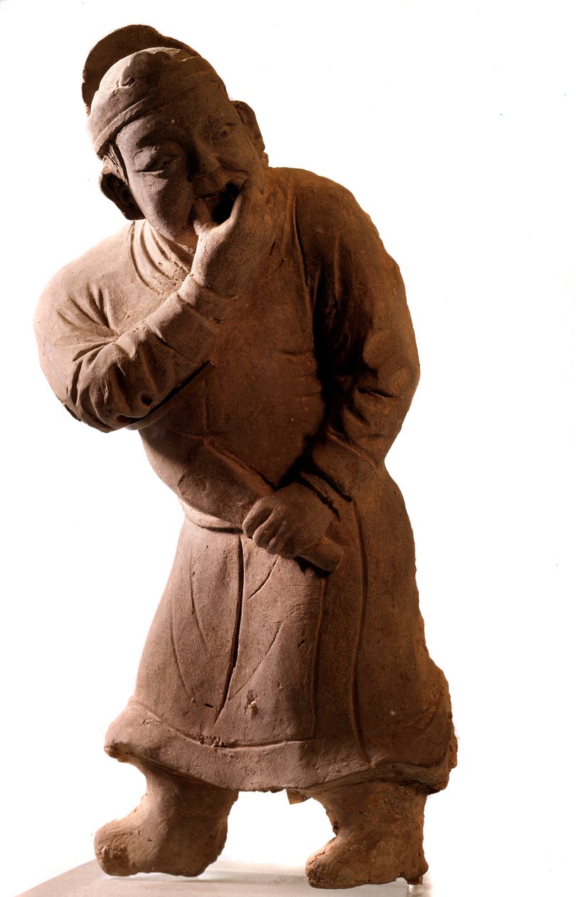 Kínai művészet: terrakotta szobor, amely egy „fütyülő” színészt ábrázol. Tsiao Tsouo, Honan. Yuan-dinasztia (i.sz. 1271-1368). alkotó: Yuan Dynasty Chinese School