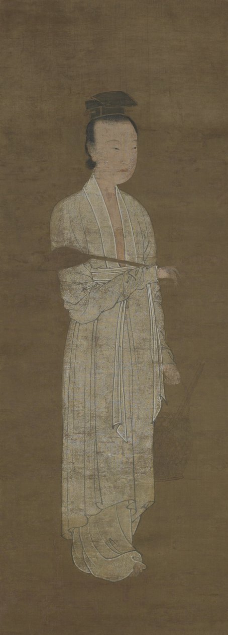 Fehér ruhás női portré: Lu Meiniang alkotó: Yuan Dynasty Chinese School