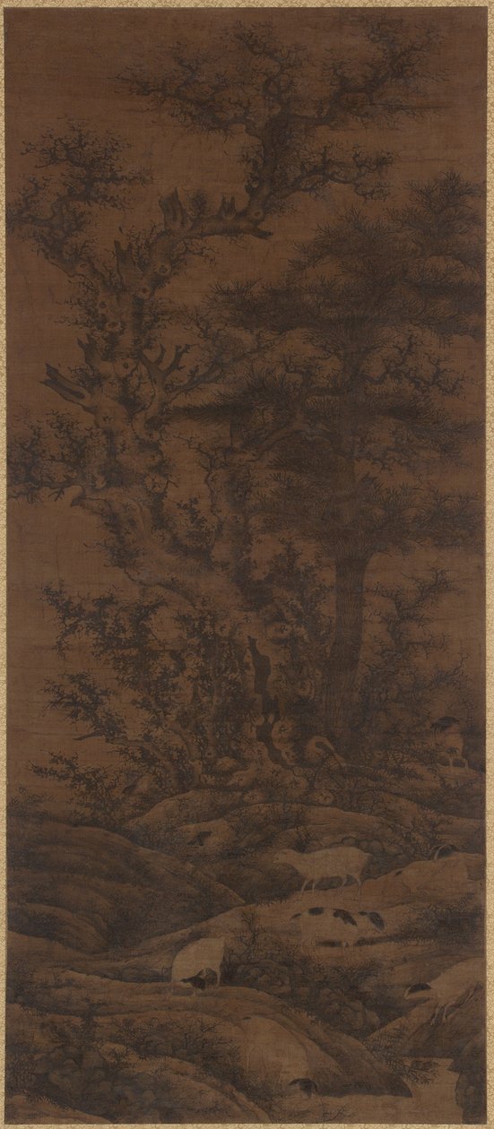 Téli fák és juhok alkotó: Yuan Dynasty Chinese School