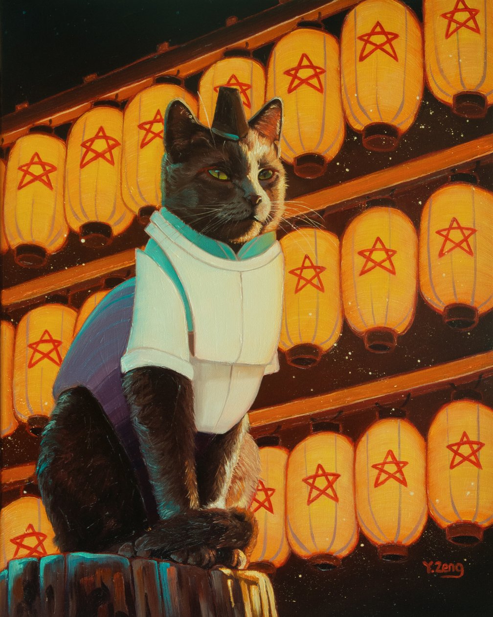 OnMeowJi, 2023 (olaj, vászon) alkotó: Yue Zeng