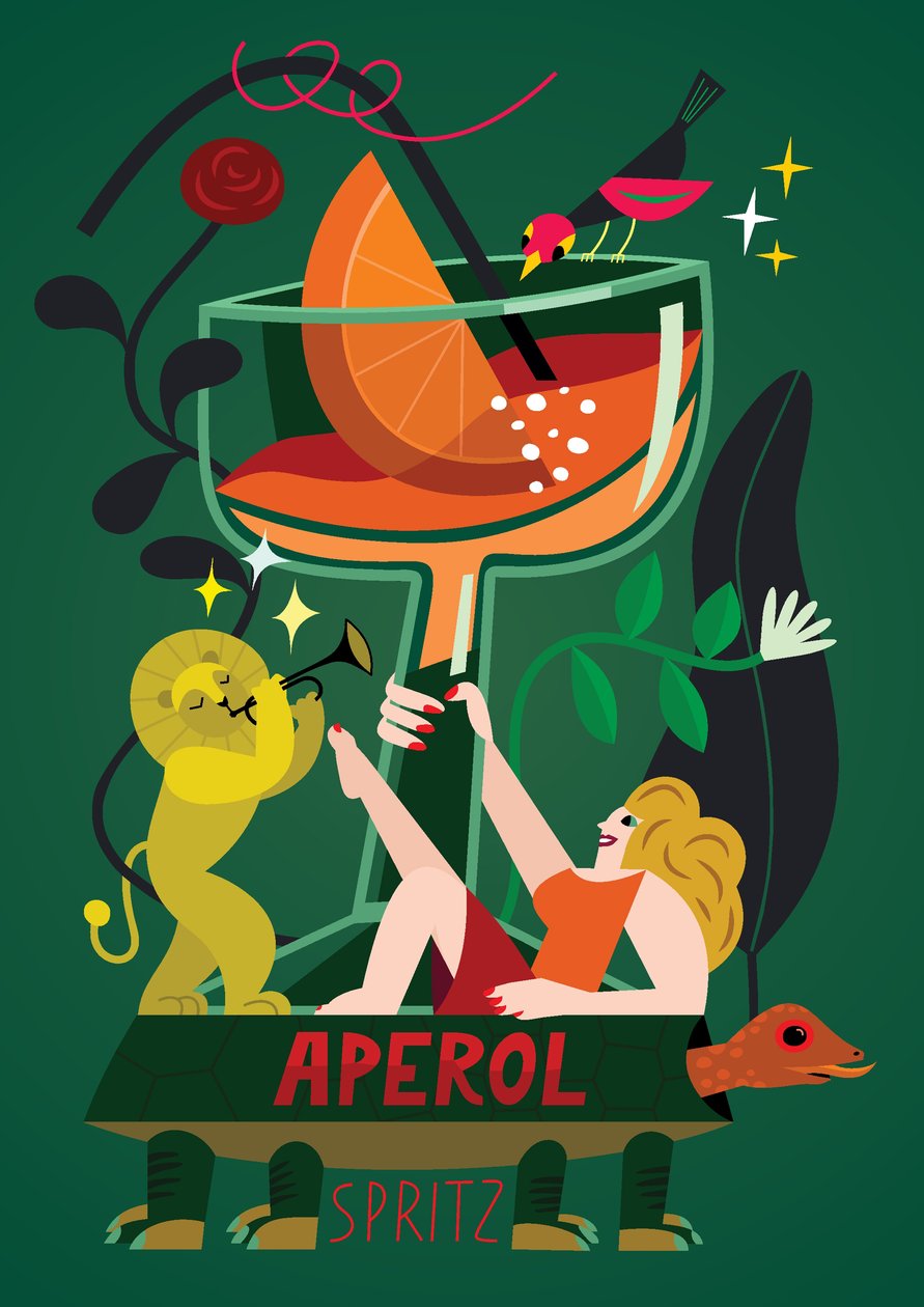 Aperol Spritz, 2017 (vektoros illusztráció) alkotó: Yulia Drobova