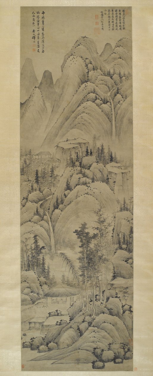 Tájkép, függő tekercs, Ming-dinasztia (1368-1644) (tinta papíron) alkotó: Yun Hsiang Yun Hsiang