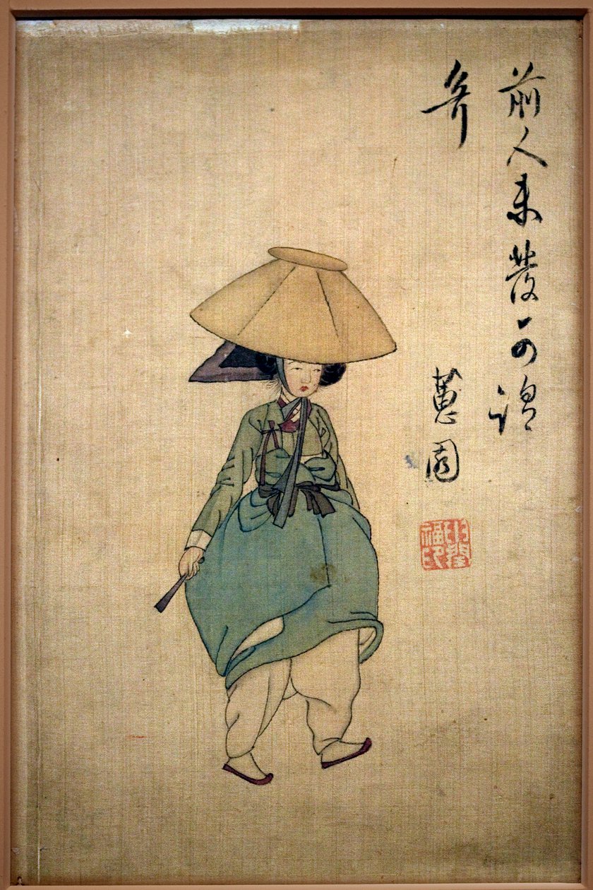 Fiatal nő. Shin Yunbok (kb. 1758-1813) festménye, tus papírra alkotó: Yunbok Shin
