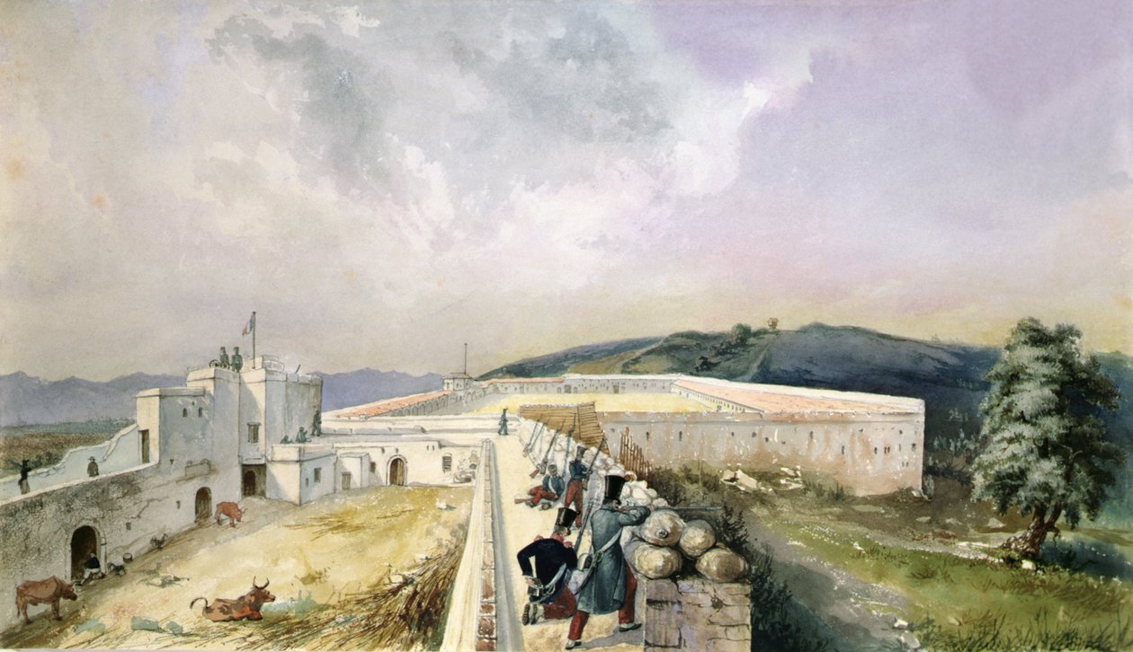 Kilátás egy kísérleti farmról Algír külvárosában, 1830-31 körül (akvarell, papír) alkotó: Yung Yung