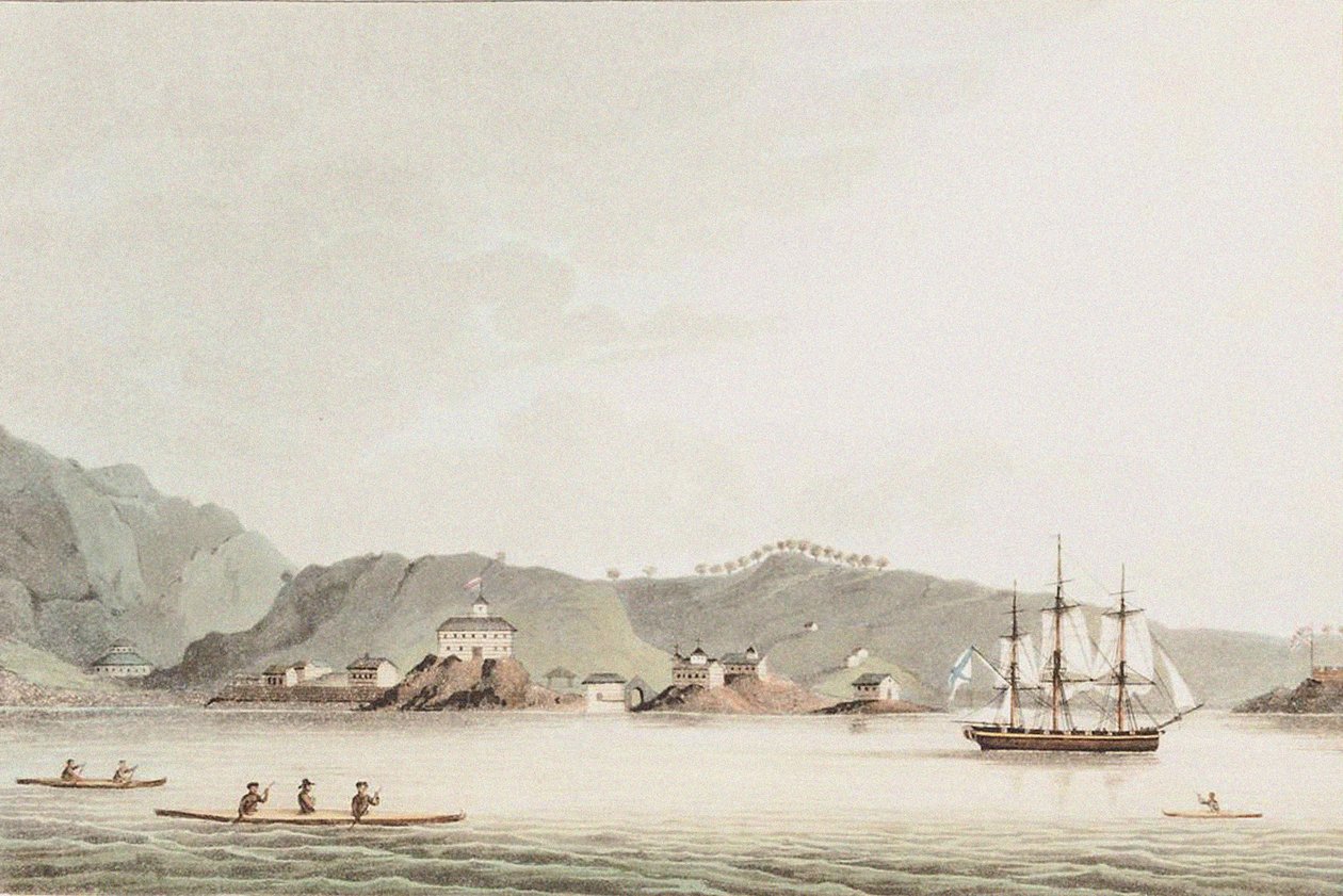Illusztráció: Egy világ körüli utazás 1803-2006-ban, a Neva hajón, 1814 alkotó: Yuri Fyodorovich Lisyansky
