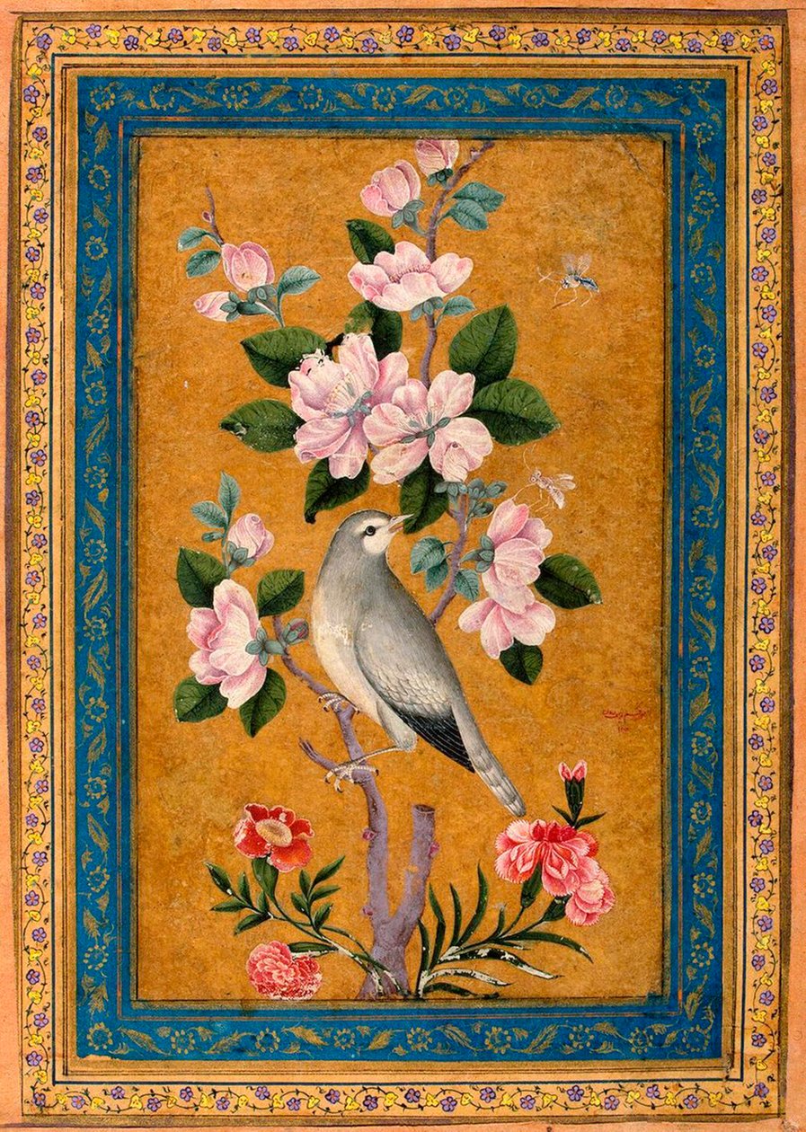 Virágzó ágon ülő madár, 1696. alkotó: Yusuf Zaman