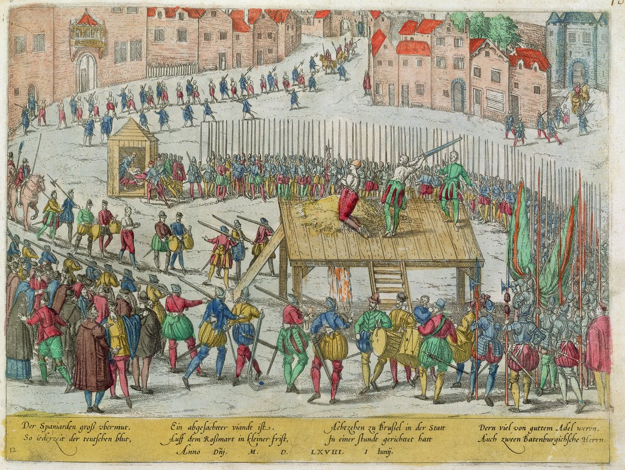 Húsz nemesi vezető, köztük Egmont és Horn gróf kivégzése Alva hercege által Brüsszelben alkotó: Zacharias (school of) Dolendo