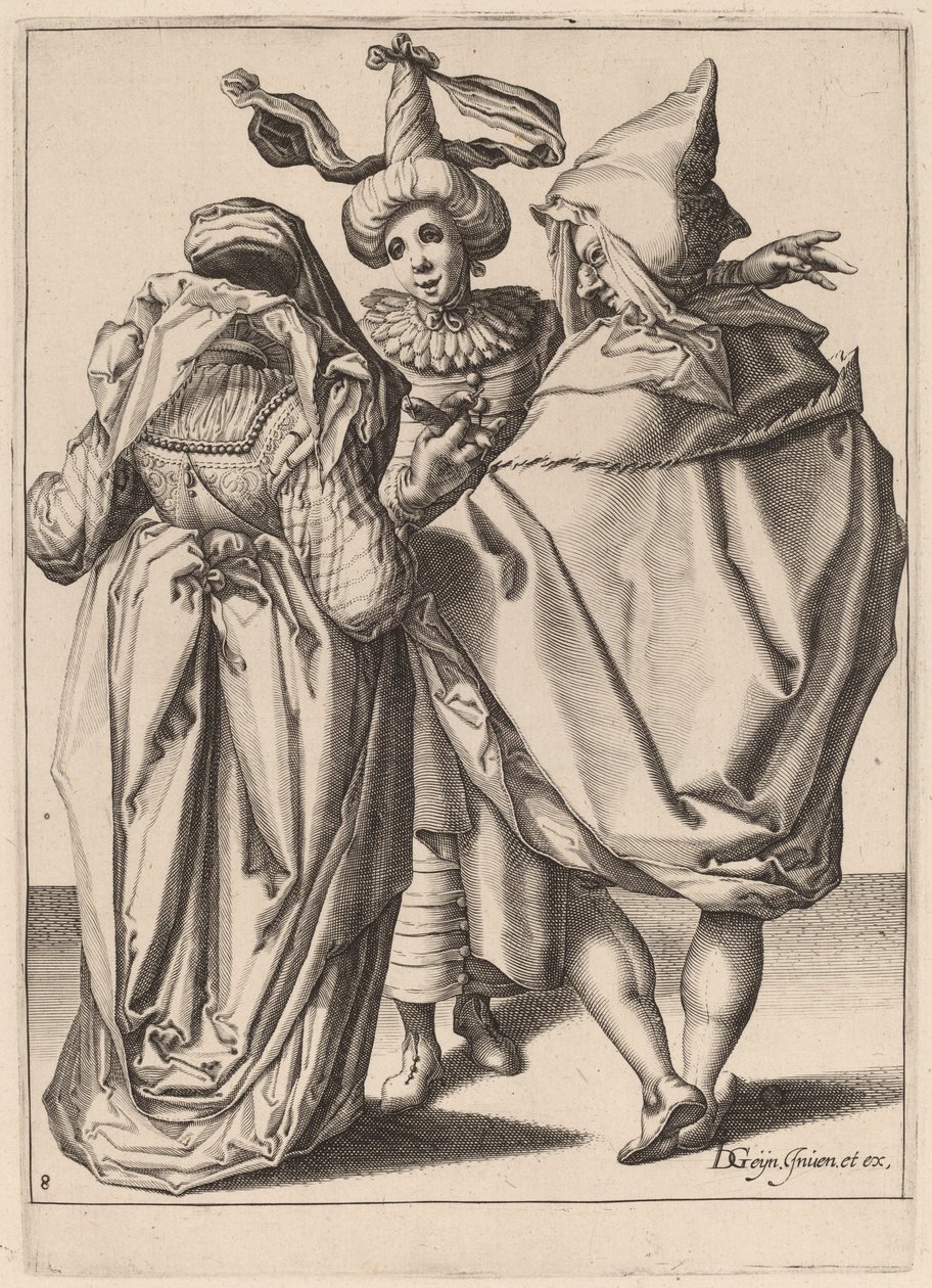 Egy pár gesztikuláló fiatalemberhez szól alkotó: Zacharias Dolendo after Jacques de Gheyn II