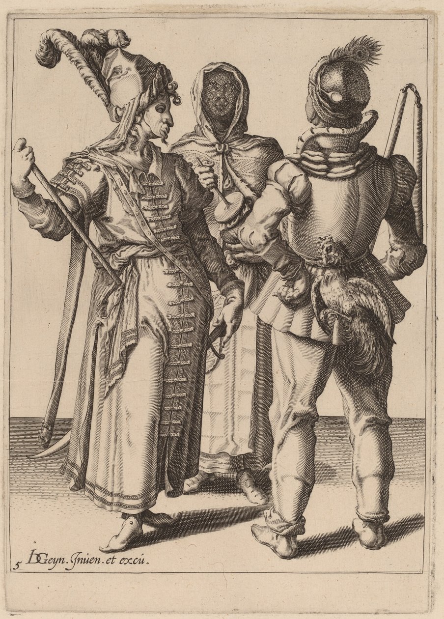 Egy Grandee, egy paraszt és egy fátyolos nő alkotó: Zacharias Dolendo after Jacques de Gheyn II