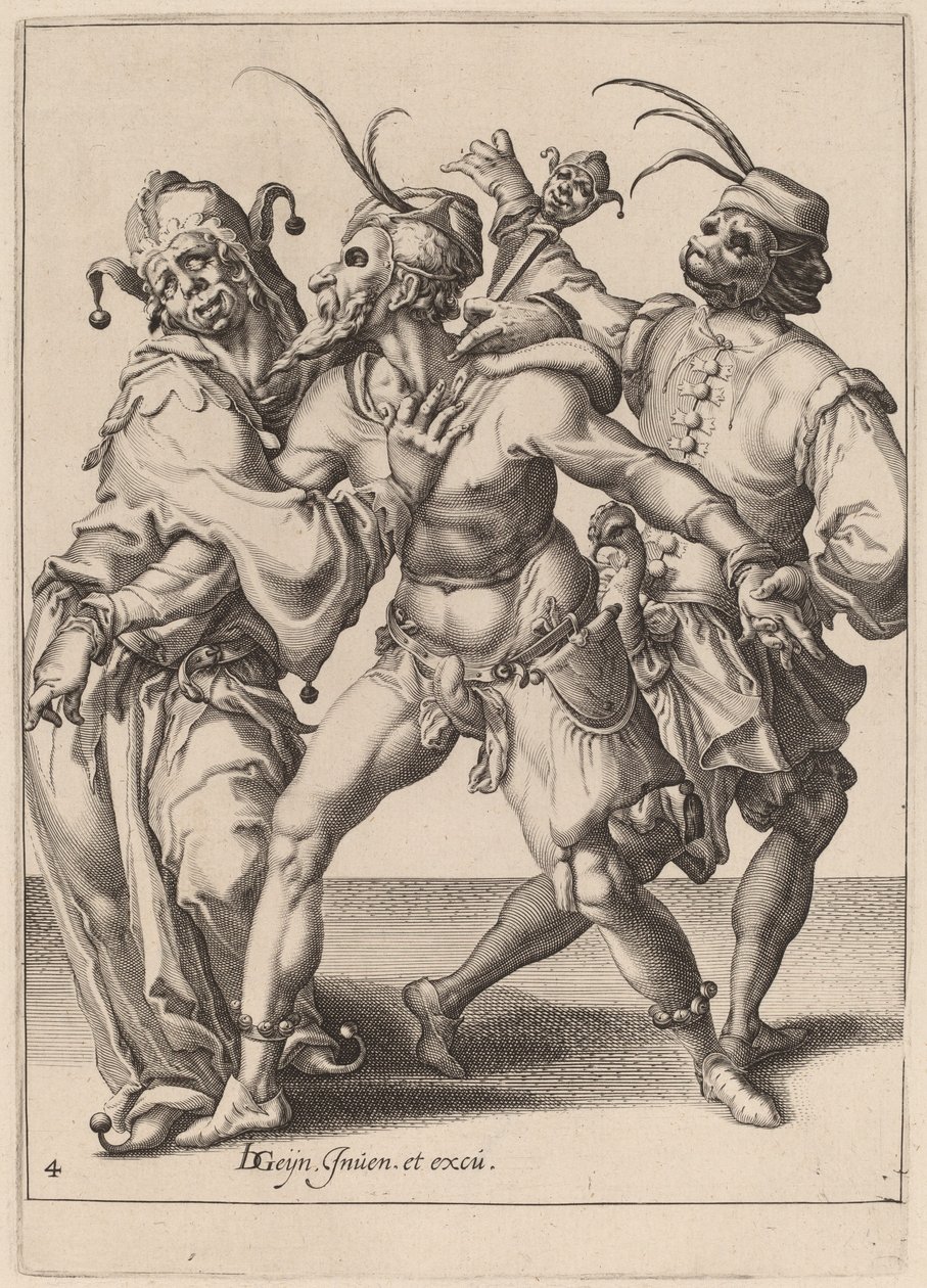 Három táncoló anyuka, köztük egy bolond alkotó: Zacharias Dolendo after Jacques de Gheyn II