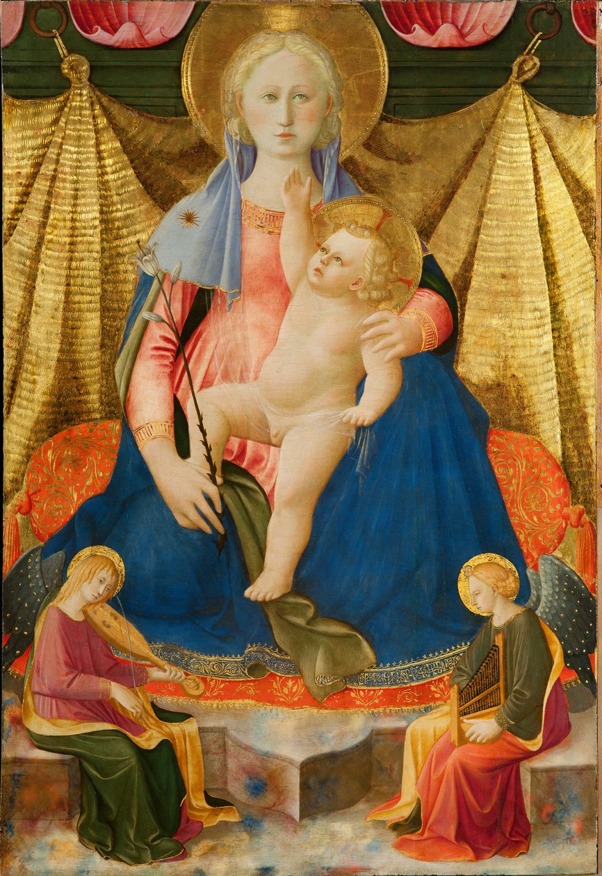 Az alázatosság Madonnája két muzsikus angyallal alkotó: Zanobi Strozzi