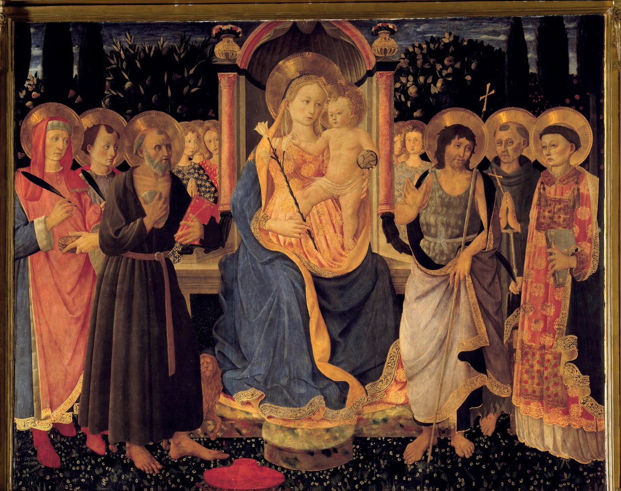 Szent Jeromos Szűz és Gyermek oltárképe, 1460 körül (festmény) alkotó: Zanobi di Benedetto Strozzi