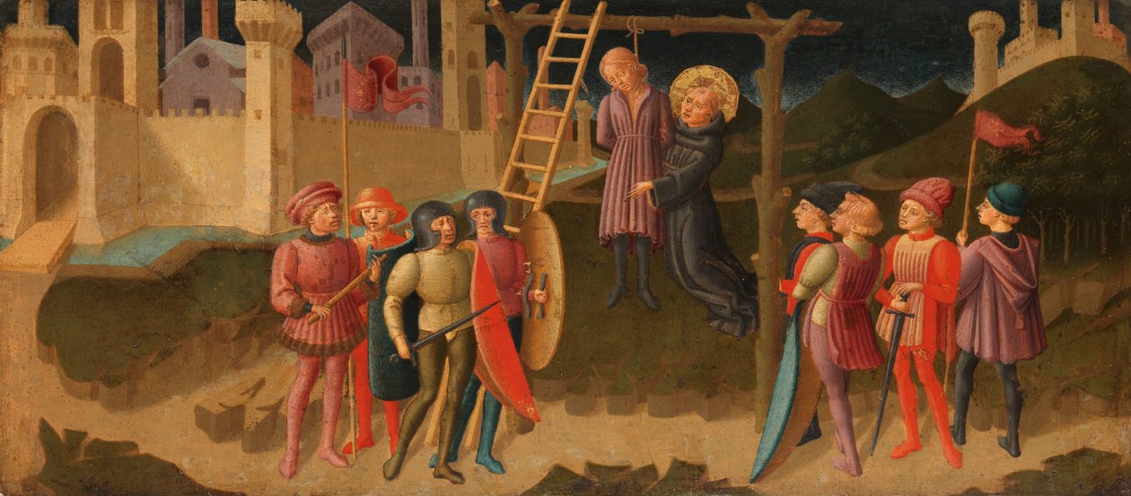 Tolentinói Szent Miklós megment egy akasztott embert Tolentinói Szent Miklós megment egy akasztott embert alkotó: Zanobi di Jacopo Machiavelli (attributed to)