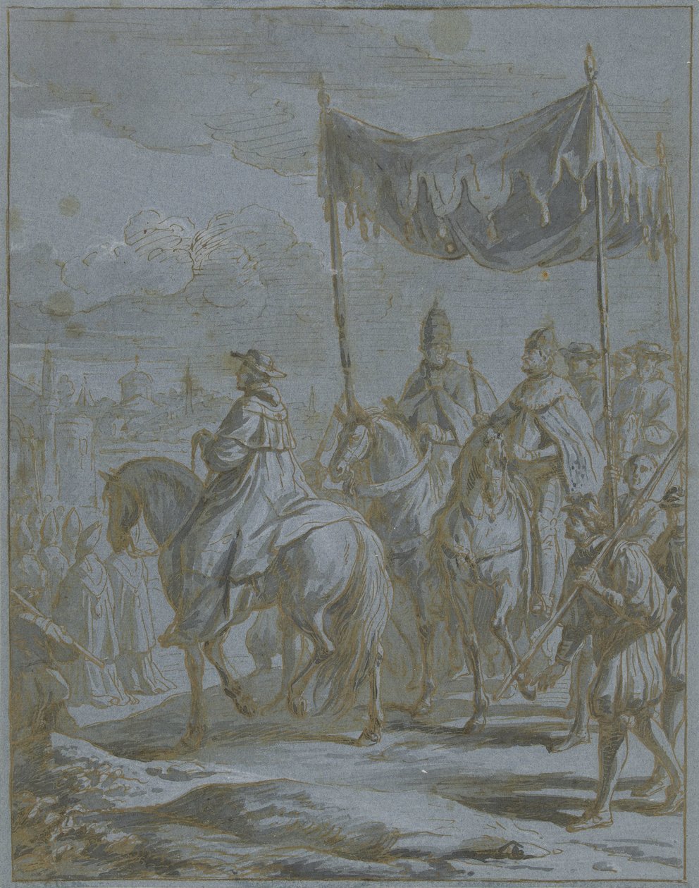 A császár és a pápa körmenetének belépése a városba alkotó: Zeger Jacob van Helmont