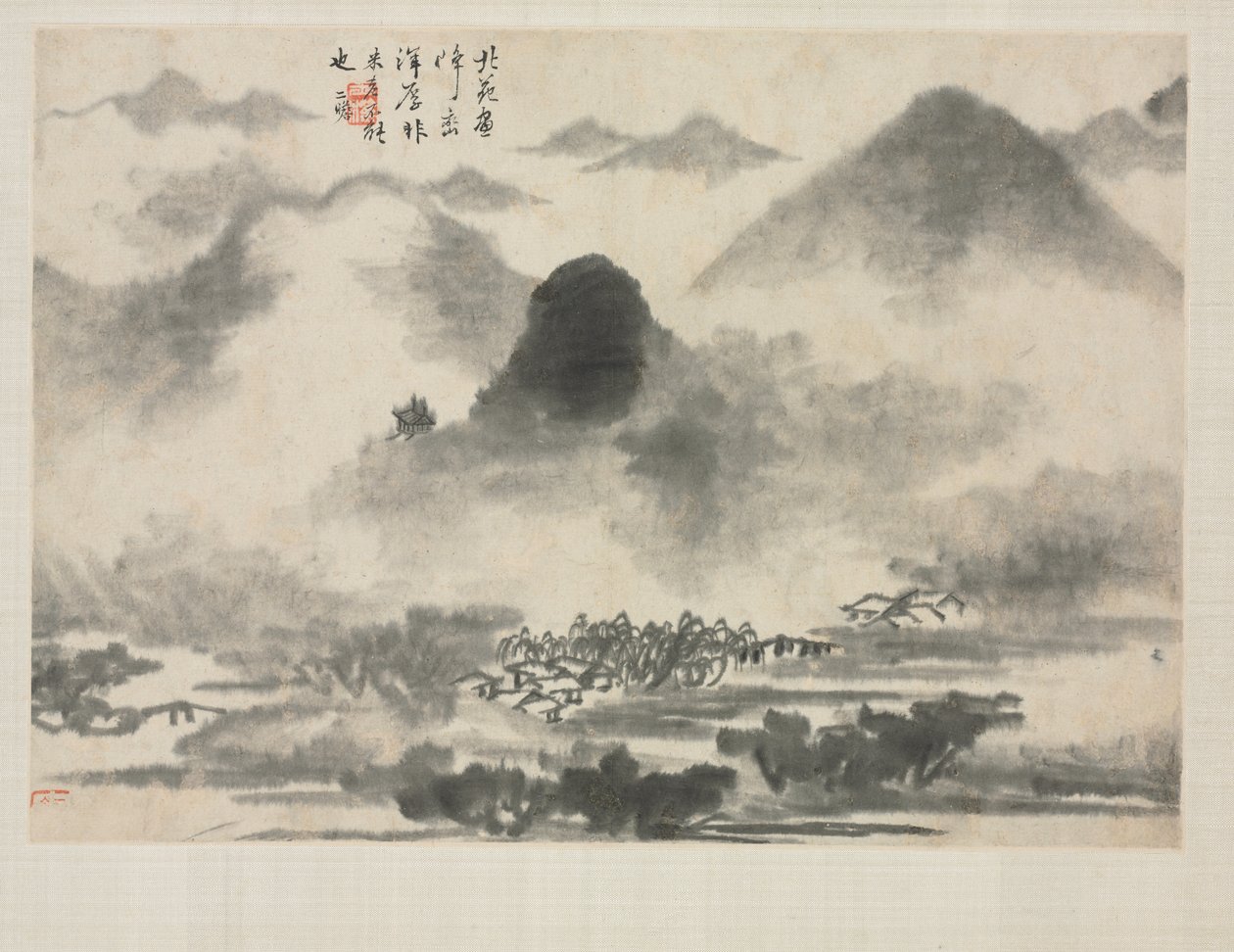 Tájképalbum különféle stílusokban: Tájkép a Mi Fei után, 1684. alkotó: Zha Shibiao