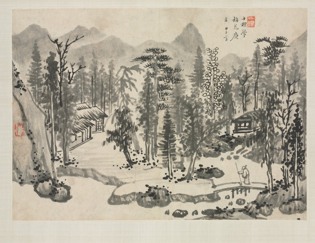Tájképalbum különféle stílusokban: Tájkép Wu Zhen után alkotó: Zha Shibiao