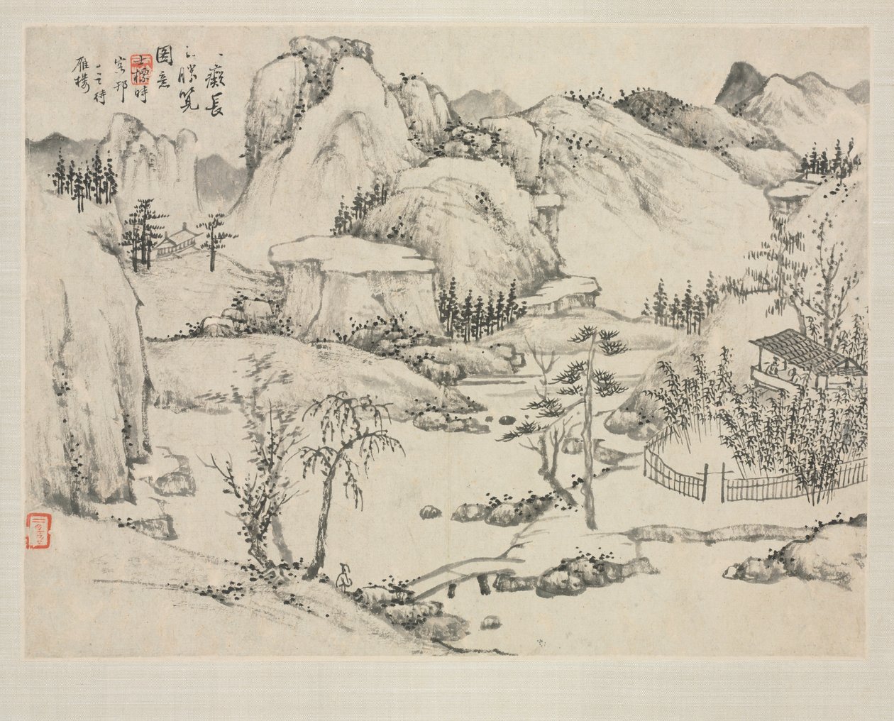 Tájképalbum különféle stílusokban: Changbai-hegy díszlete Huang Gongwang után, 1684. alkotó: Zha Shibiao