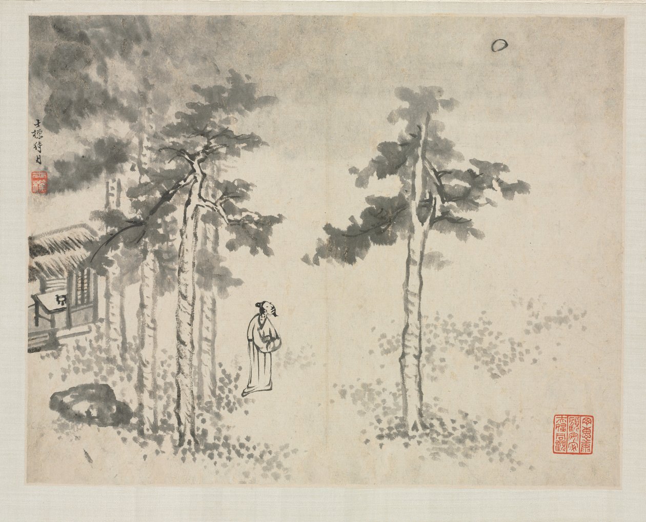 Tájképalbum különféle stílusokban: Shibiao Waiting for the Moon, 1684. alkotó: Zha Shibiao